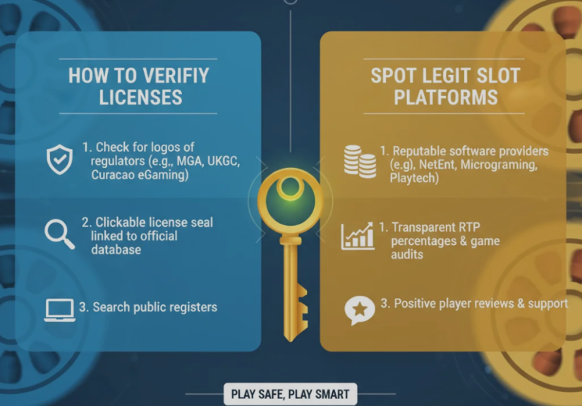 Player checking casino license information on a secure gaming website
