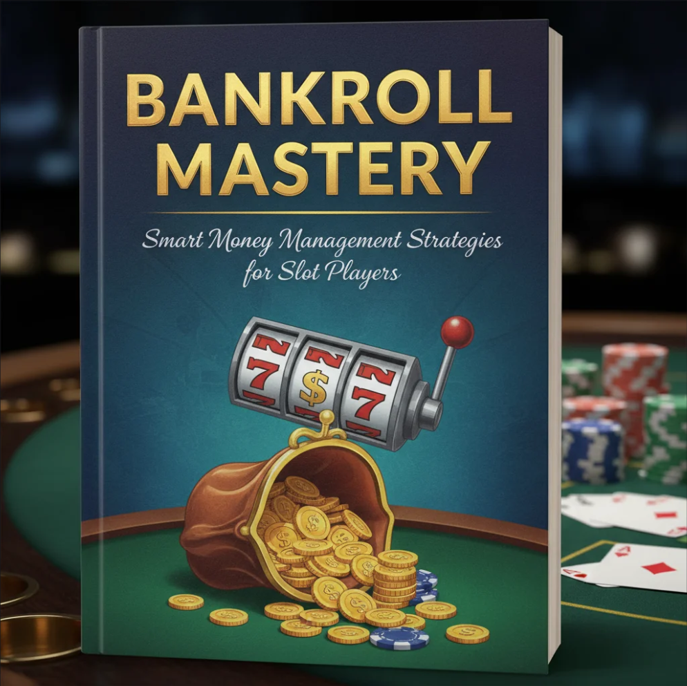 Casino slot machine with player practicing bankroll control