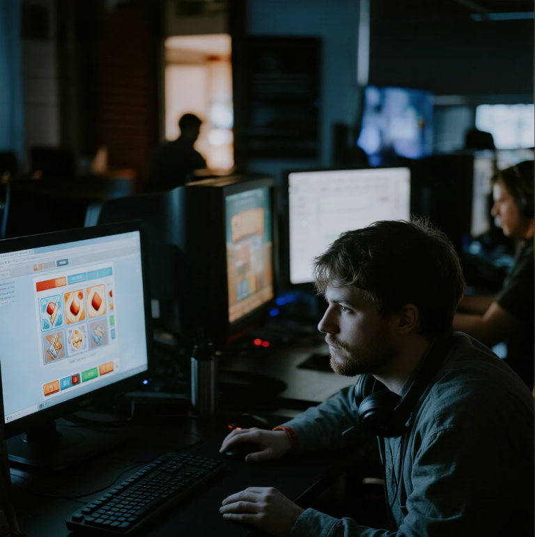 slot game design process with developers and concept art