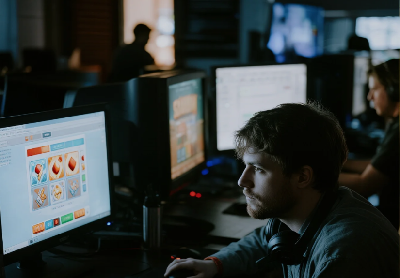 slot game design process with developers and concept art