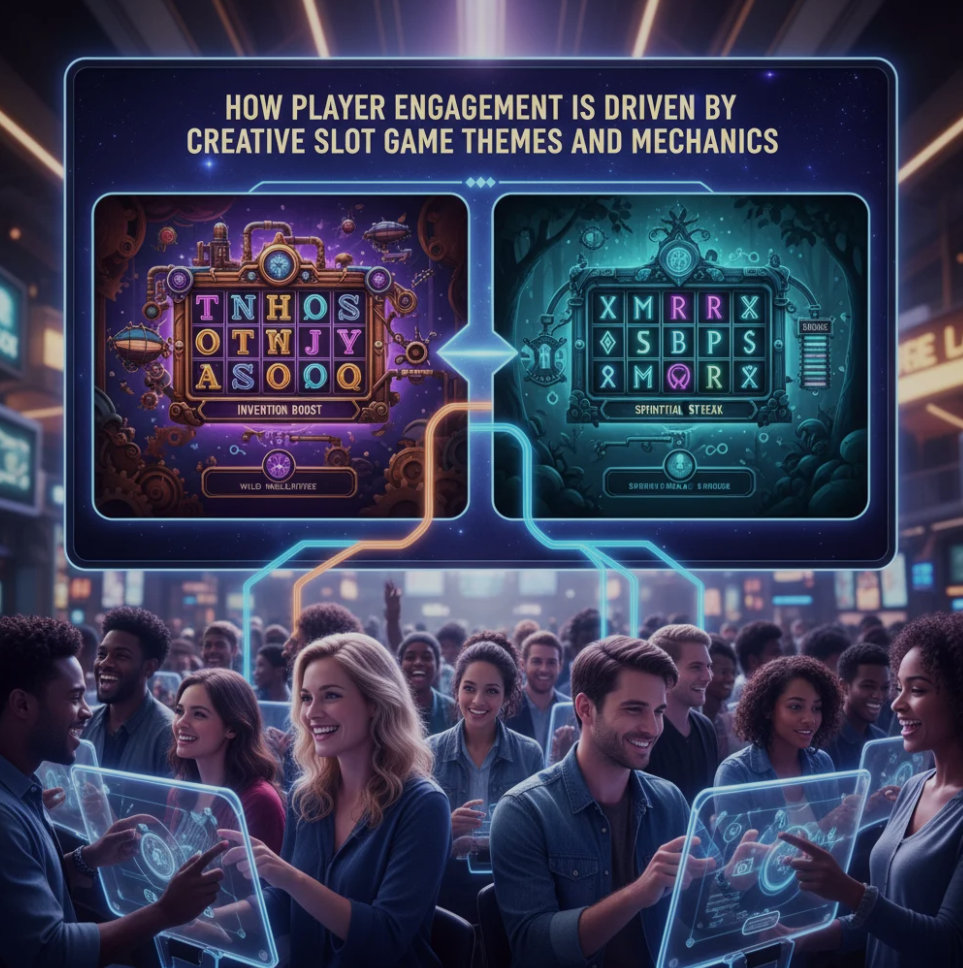 Colorful slot machine screen showcasing engaging game themes and interactive mechanics