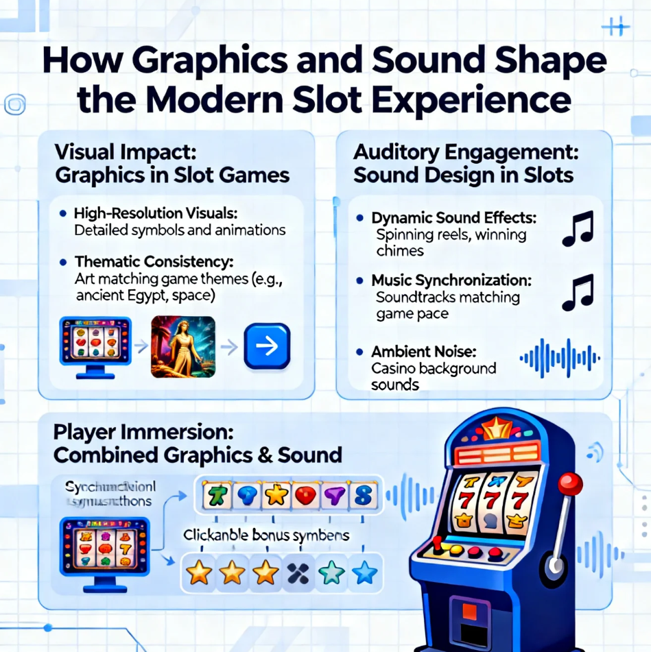 Modern slot machine screen with vibrant graphics and colorful sound effects